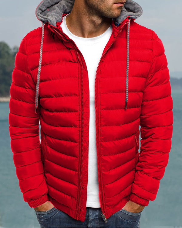 Fashion Solid Color Hooded  Jacket