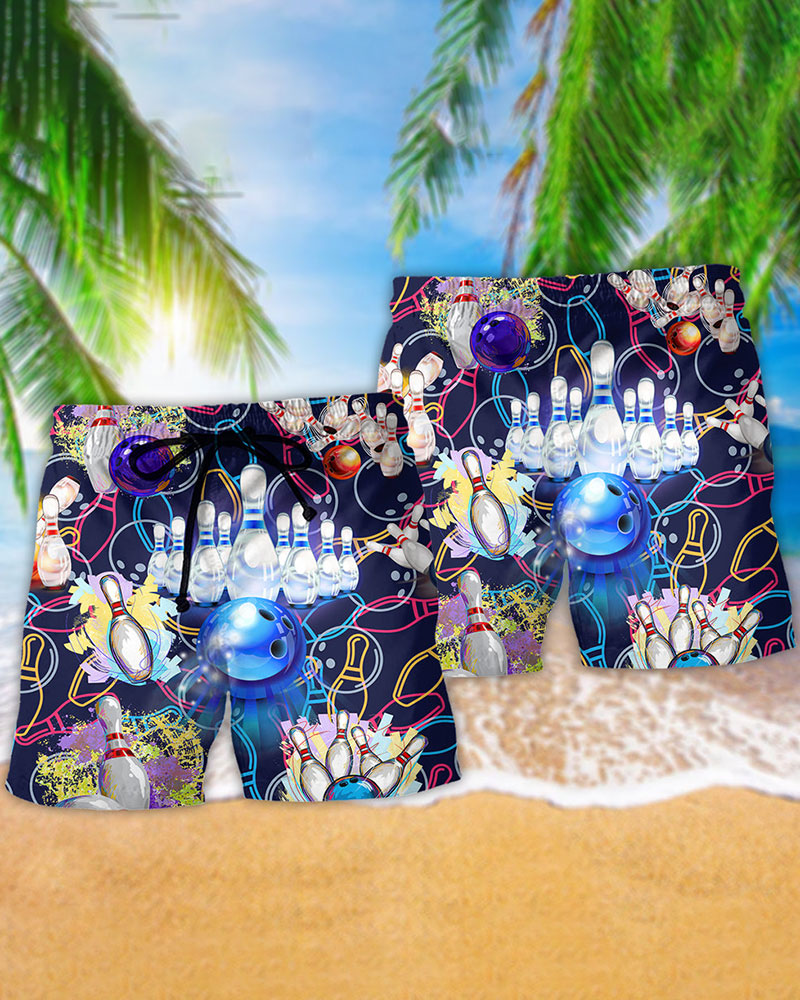 Hawaiian Vacation Print Beach Shorts