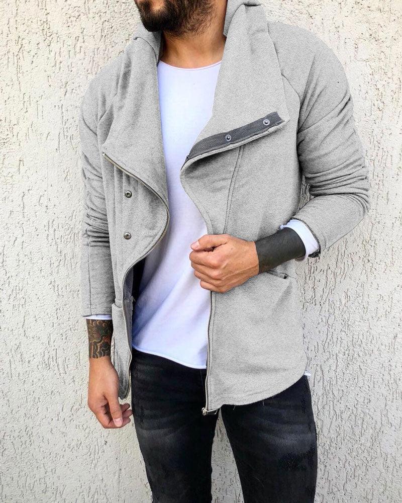 Stylish Large Lapel Zip Jacket