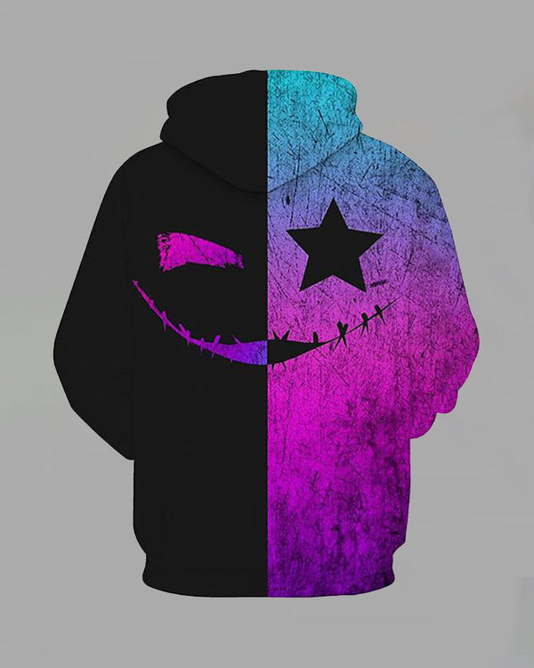 3D Smiley Face Printed Hooded Sweatshirt