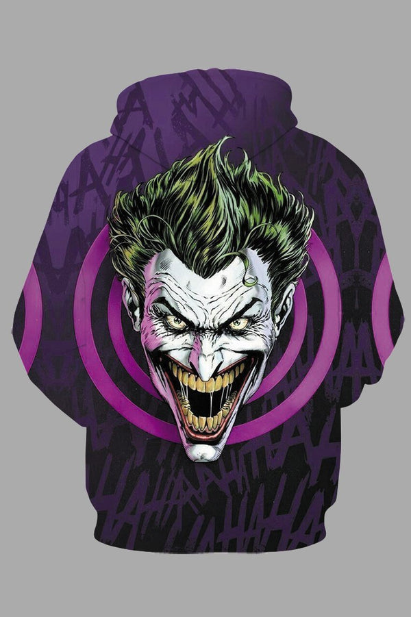 Street 3D Joker Printed Hooded Sweatshirt