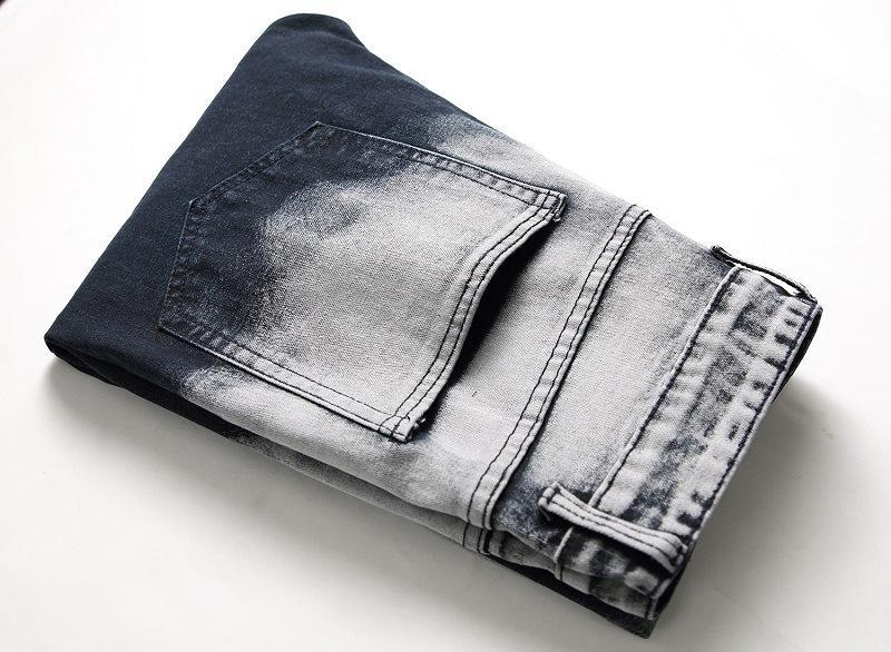 Color Block Zipper Hole Jeans