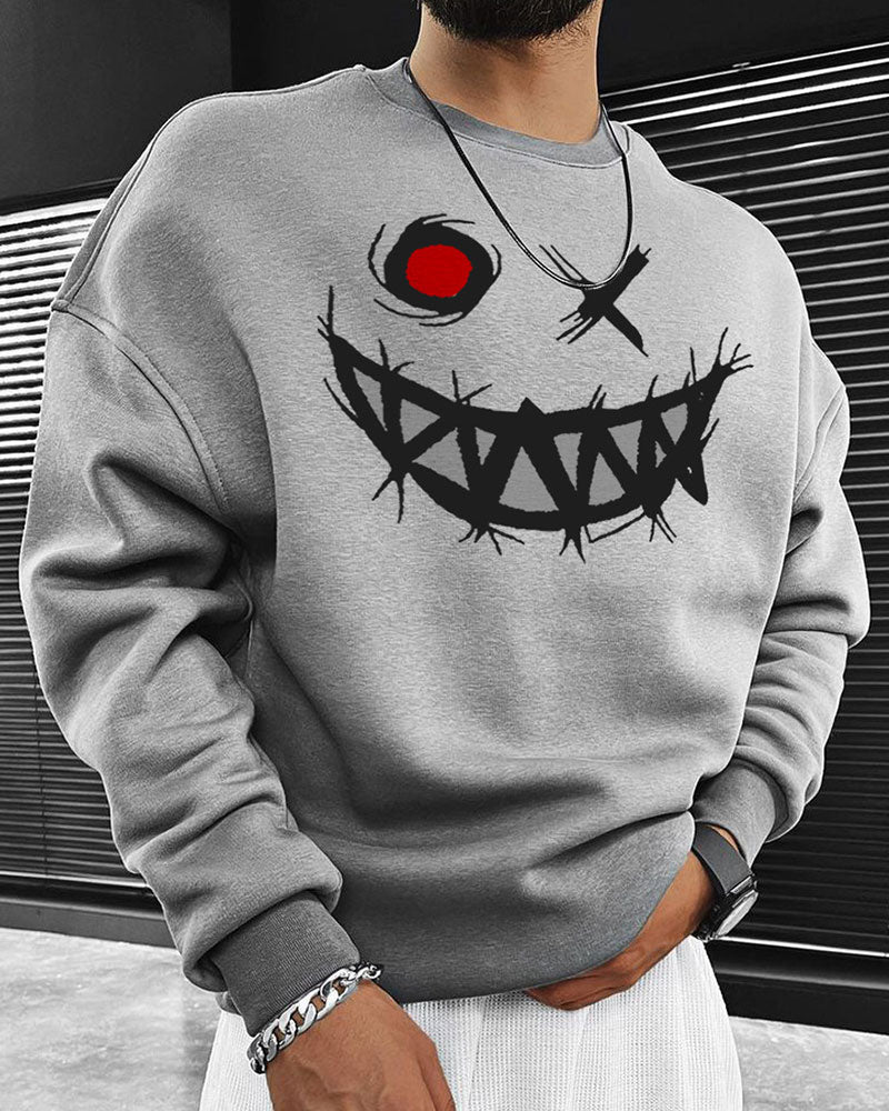 Casual Crew Neck Printed Sweatshirt