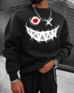 Casual Crew Neck Printed Sweatshirt