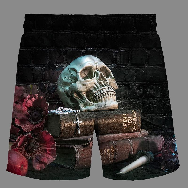 Casual   3D Skeleton  Printed Loose Shorts