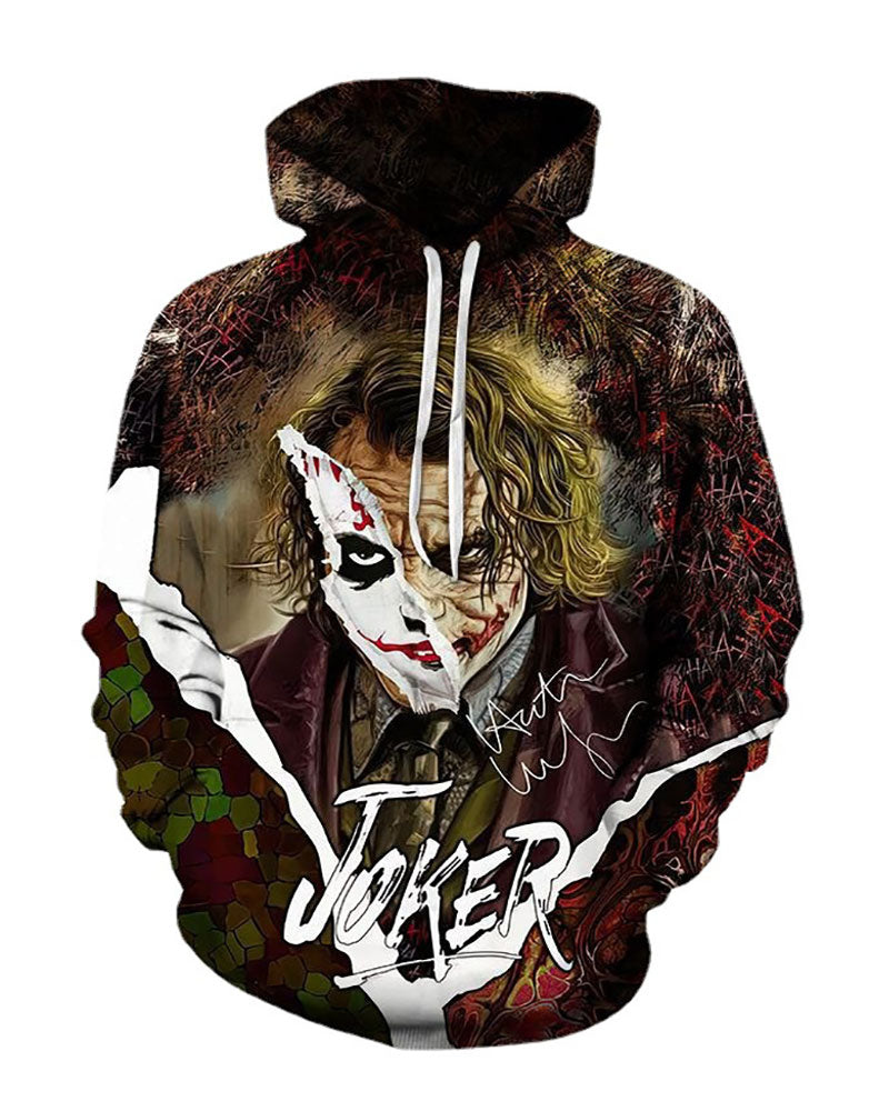 Retro 3D Joker  Print Hoodie