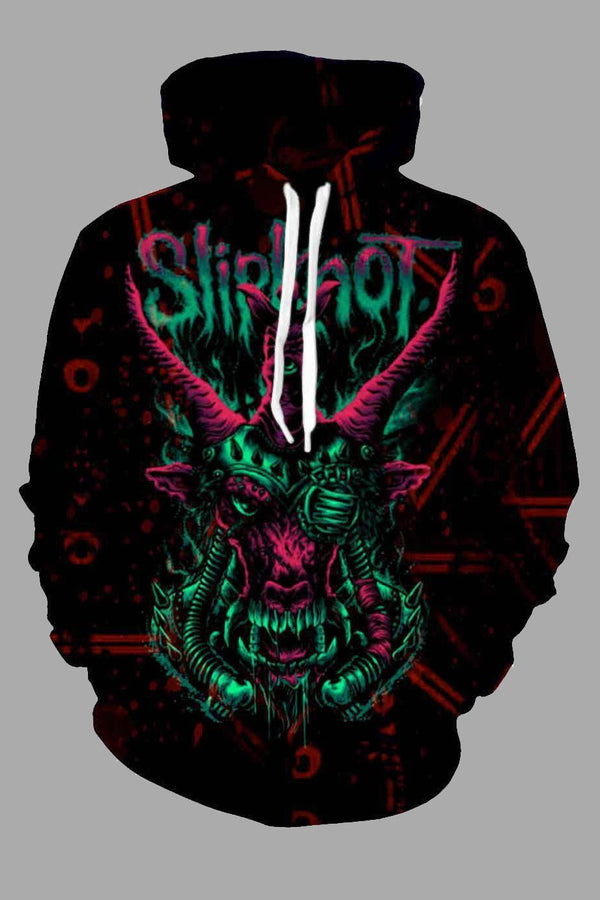 Street 3D Skull Print Hooded Sweatshirt