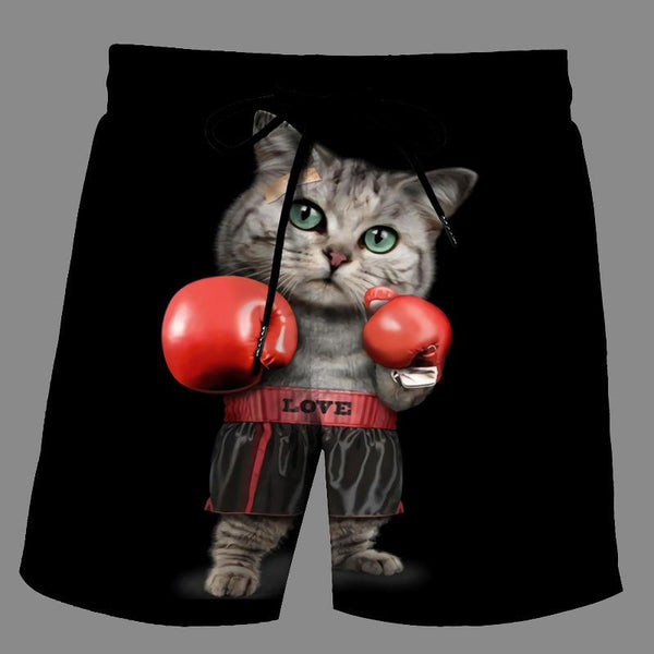 Casual   3D Cat Printed Loose Shorts