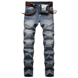 Slim Fit Zipper Splicing Jeans