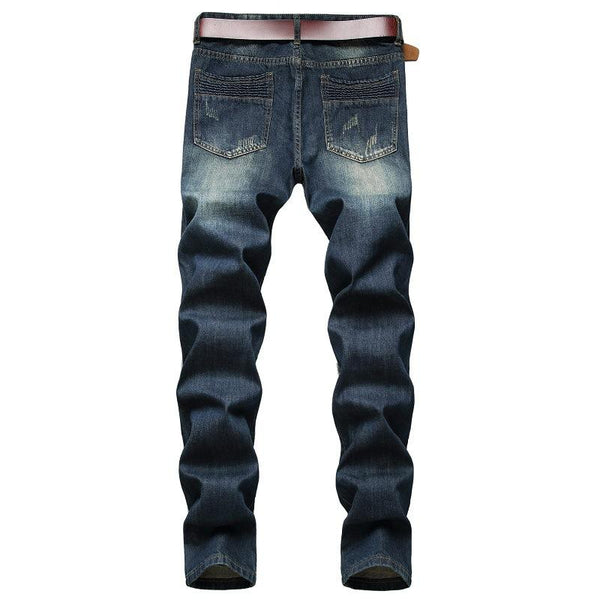 Vintage Hole Pleated Jeans Pants