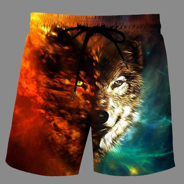 Casual   3D wolf Printed Loose Shorts