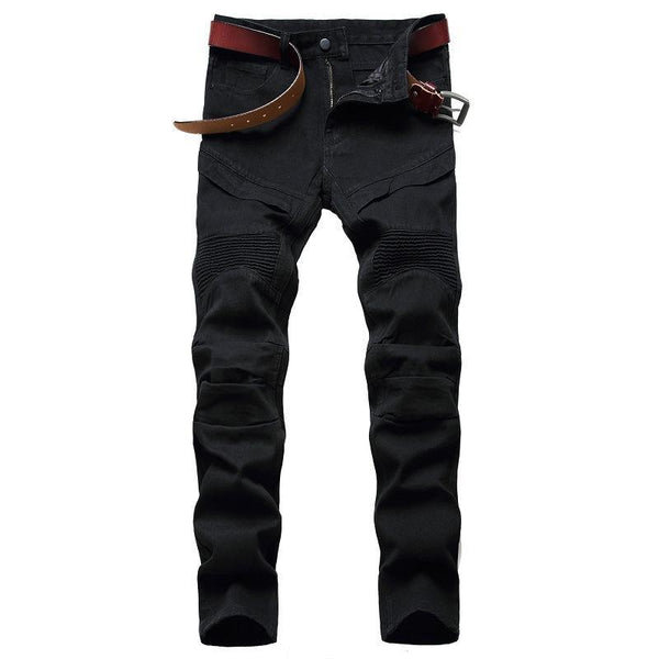 Solid Color Motorcycle Jeans