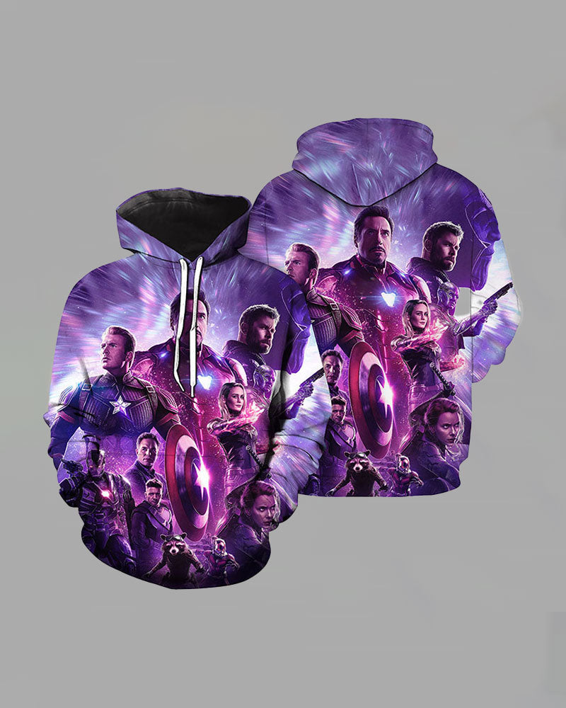 3D Movie Series Print Hooded Sweatshirt