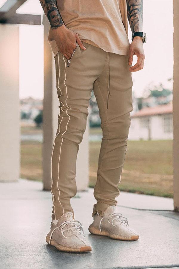 Casual pants multi-pocket reflective zipper feet sports pants