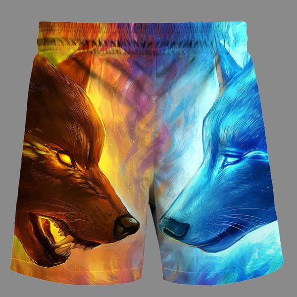 Casual   3D wolf Printed Loose Shorts