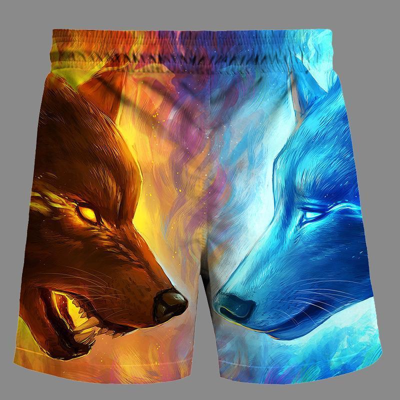 Casual   3D wolf Printed Loose Shorts