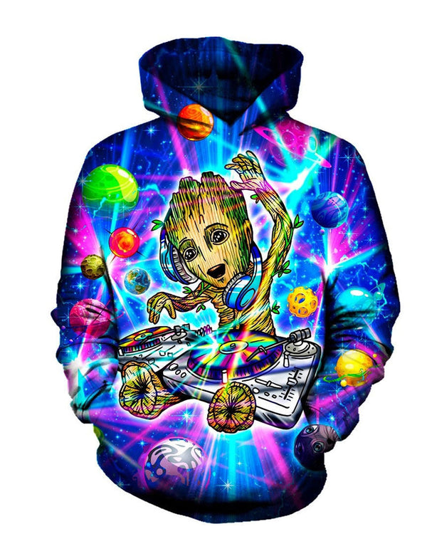 3D Hip-hop Printed Hooded Sweatshirt