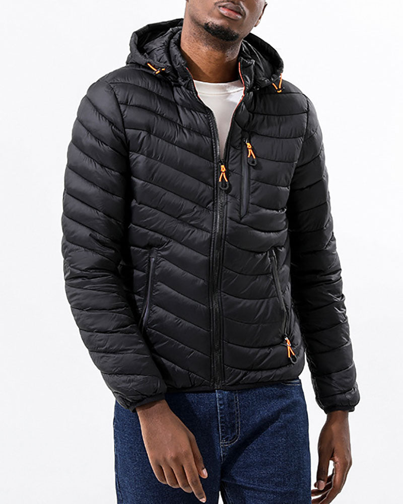 Versatile Zip Contrast Hooded Jacket