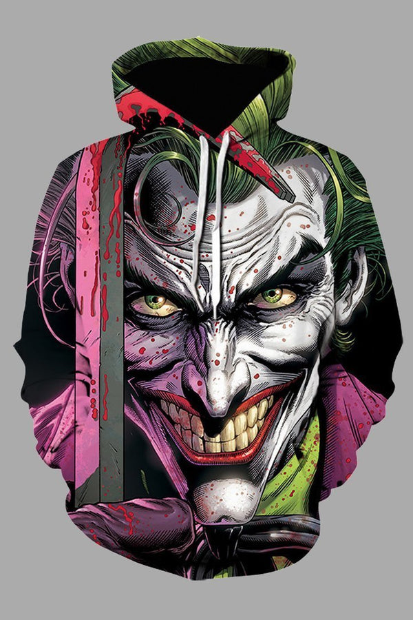 Street 3D Joker Printed Hooded Sweatshirt