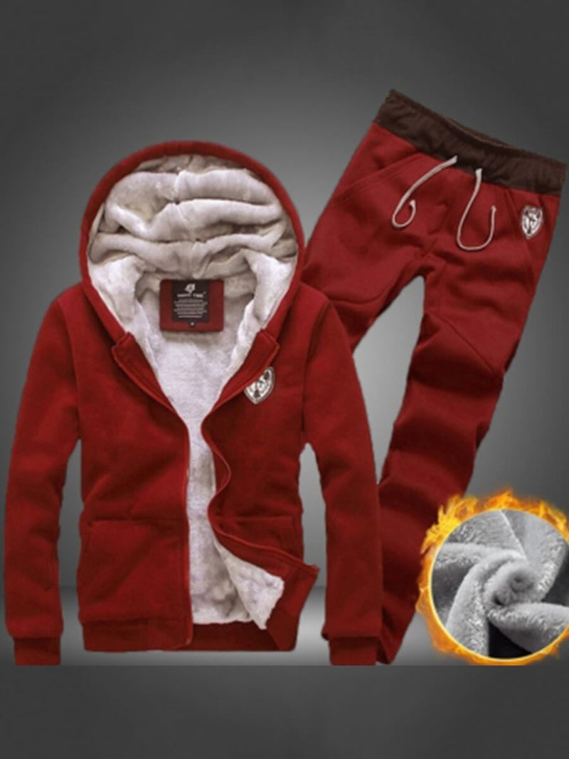 Trendy Hooded Collar Drawstring Men Two Piece Pants Set