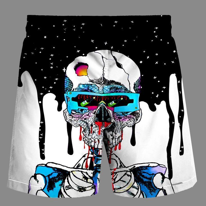 Casual   3D Skeleton  Printed Loose Shorts