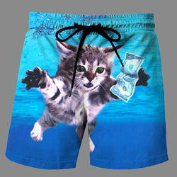 Casual   3D Cat Printed Loose Shorts