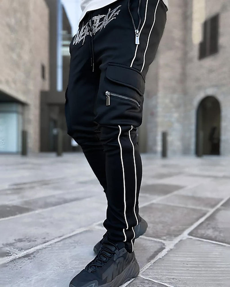 Trendy Letter Print Cargo Pants