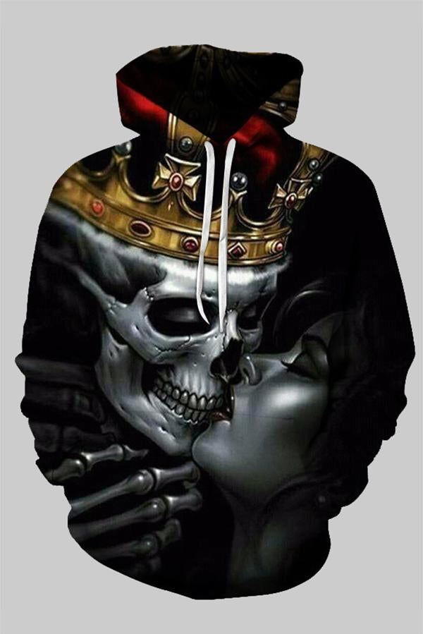 3D Skull Printed Hooded Sweatshirt