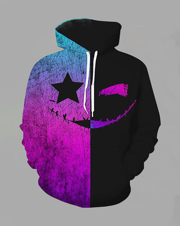 3D Smiley Face Printed Hooded Sweatshirt