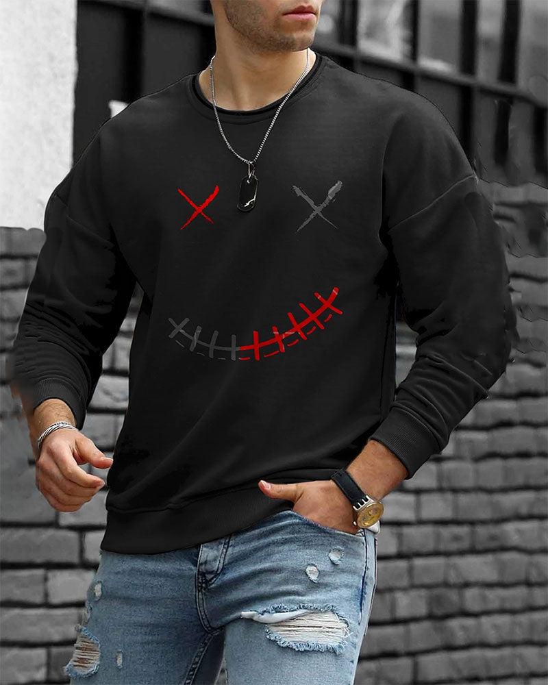 Trendy Smiley Face Print Sweatershirt