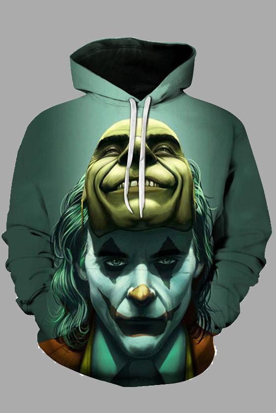 Street 3D Joker Printed Hooded Sweatshirt