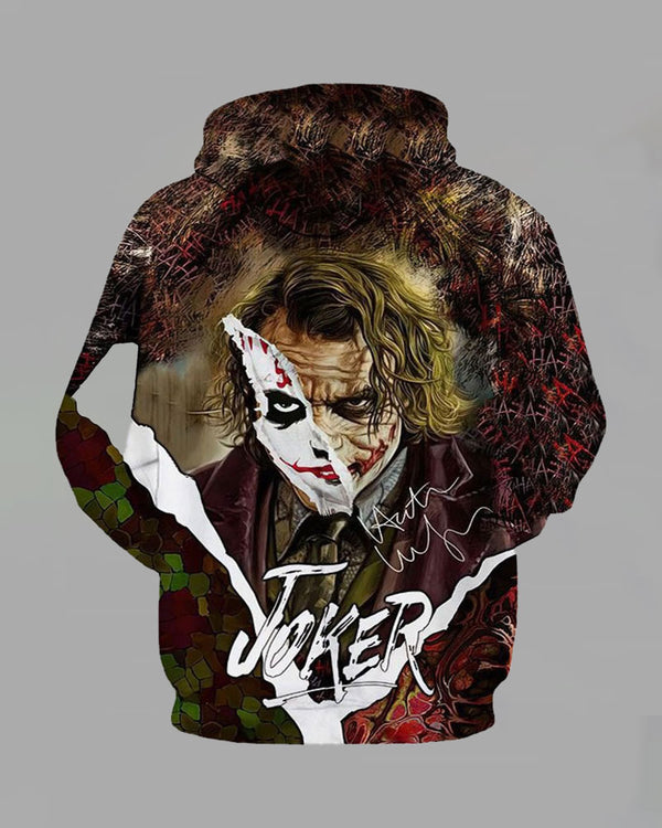 Retro 3D Joker  Print Hoodie