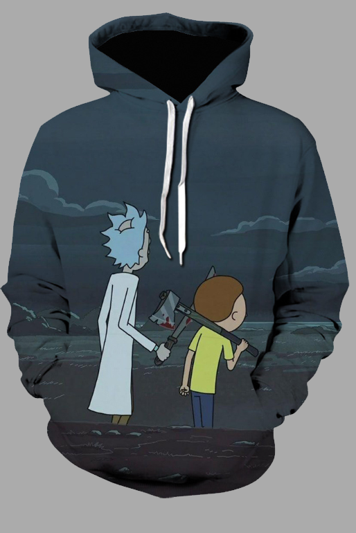 Street 3D Digital Cool Rick and Morty Printed Hooded Sweatshirt