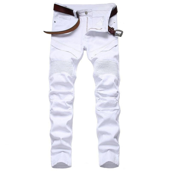 Solid Color Motorcycle Jeans