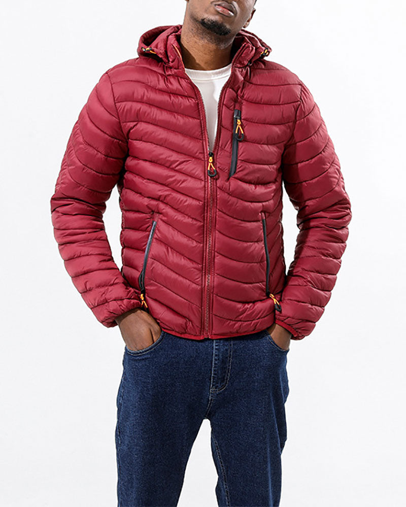 Versatile Zip Contrast Hooded Jacket