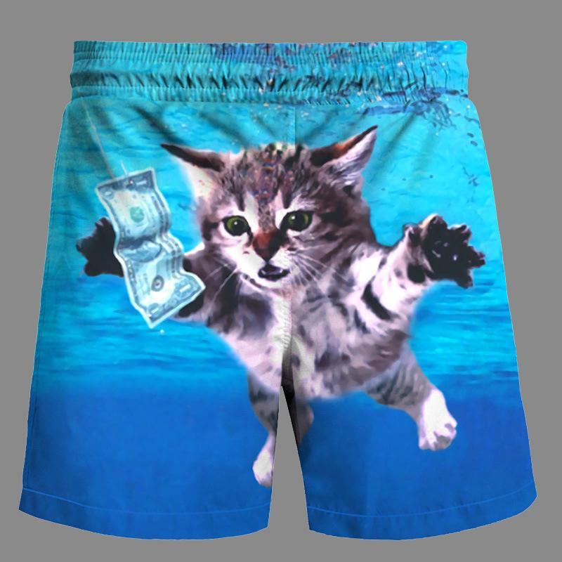 Casual   3D Cat Printed Loose Shorts