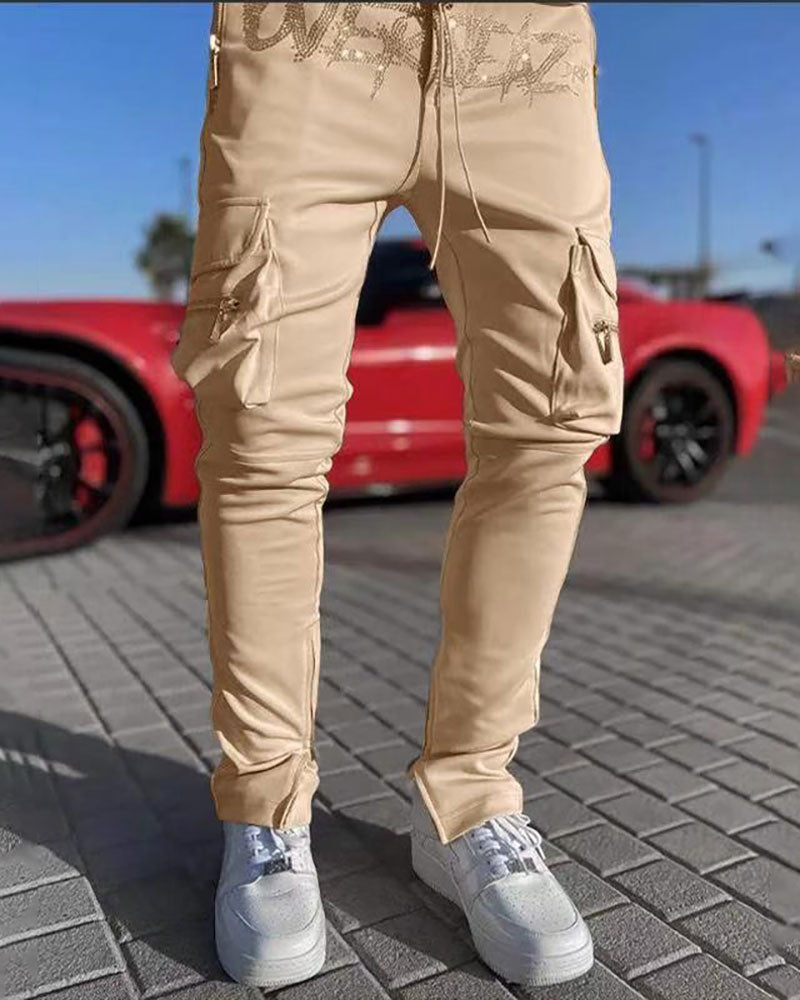 Trendy Letter Print Cargo Pants