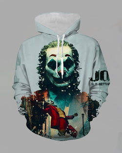 Street 3D Joker Printed Hooded Sweatshirt