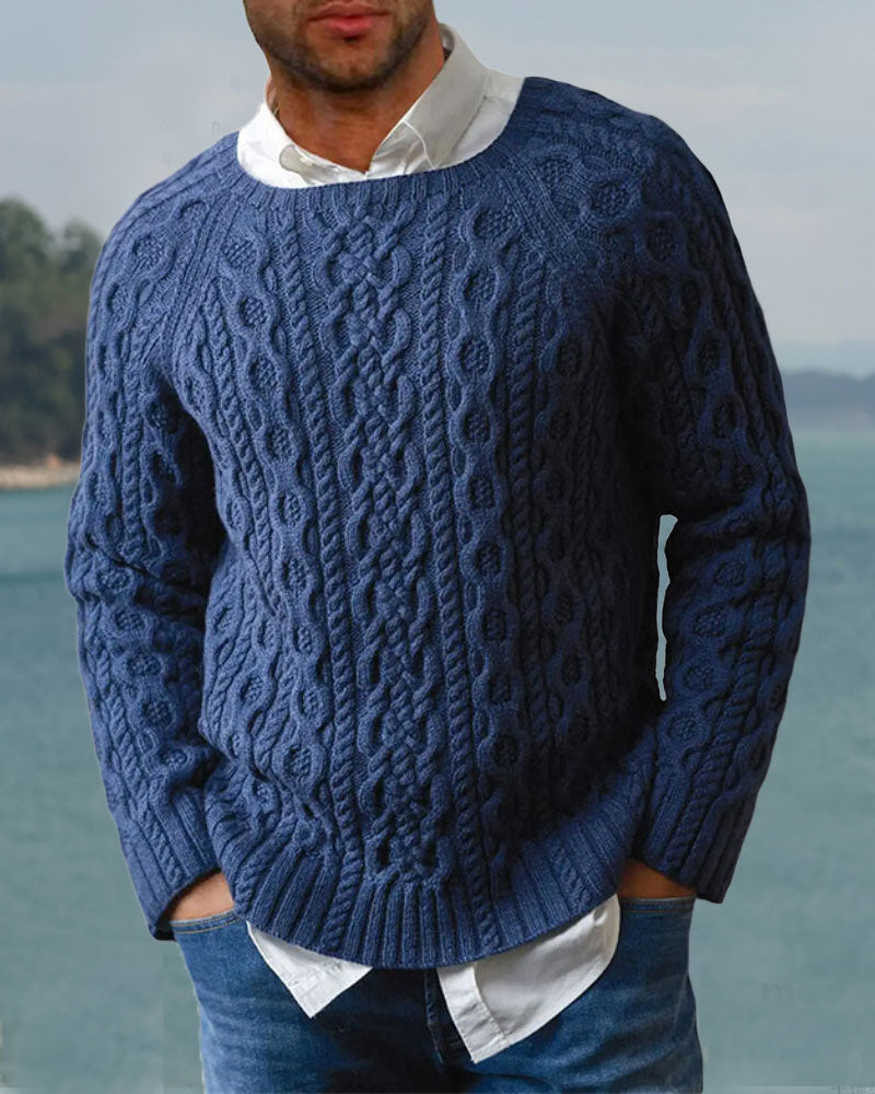 Casual Crew Neck Twist Sweater