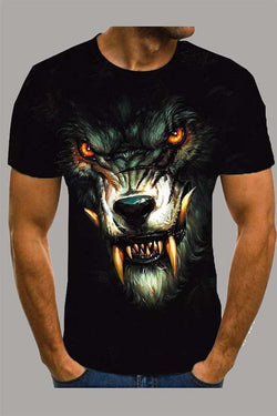 The 3D  wolf  Print Short Sleeve T-shirt