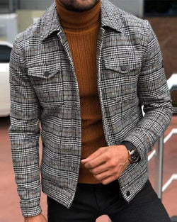 Stylish Plaid Single-Breasted Lapel Jacket