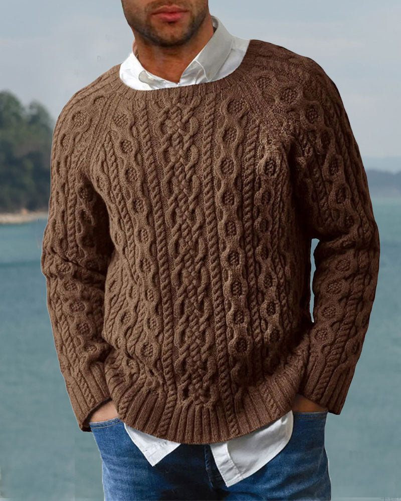 Casual Crew Neck Twist Sweater