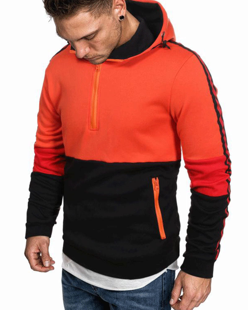 Fashion Contrast Zip Hoodie