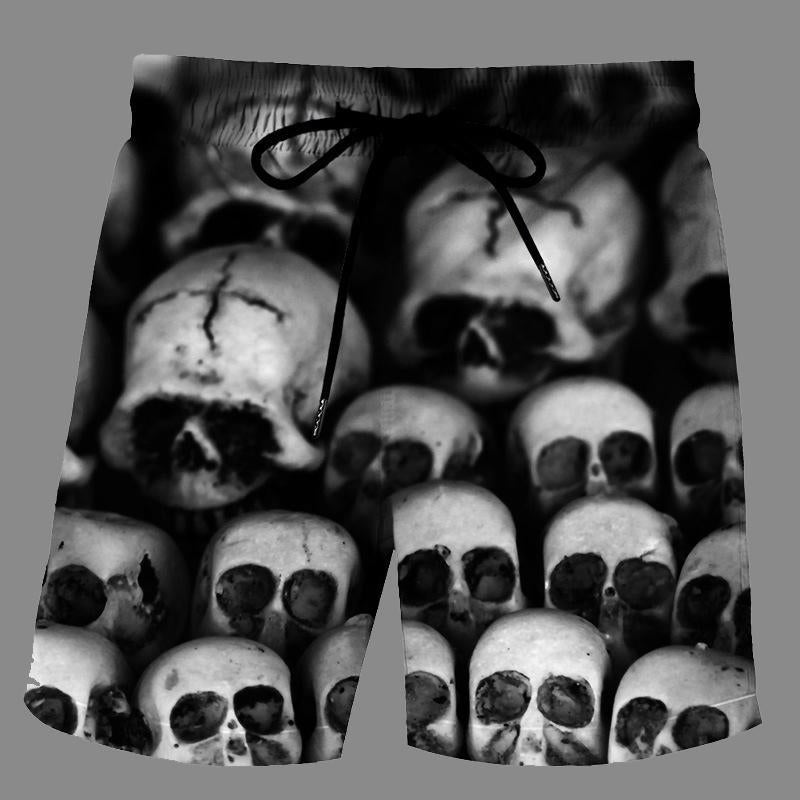 Casual   3D Skeleton  Printed Loose Shorts