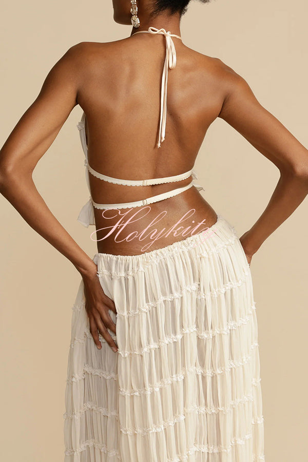 Passion and Romance Pleated Back Elastic Straps Adjustable Halter Tank