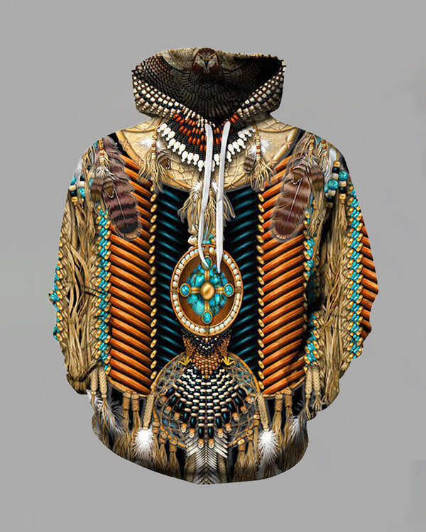 Retro 3D Bohemian Tribal Print Hoodie