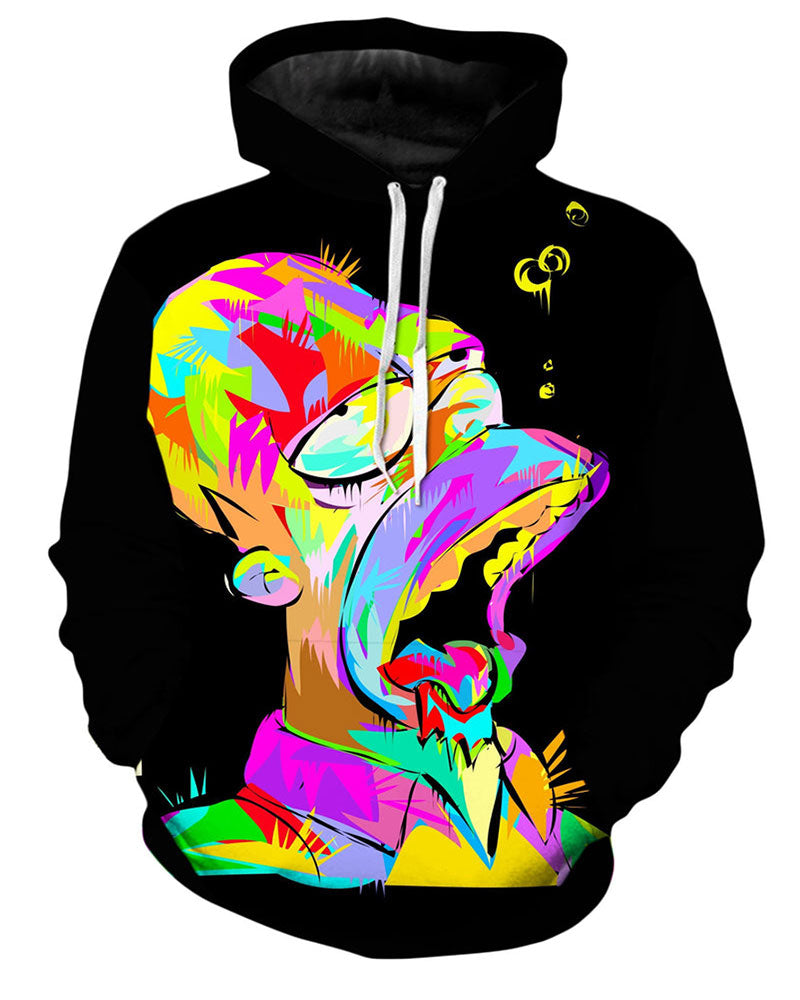 3D Street Anime  Print Hooded Two-piece Suit