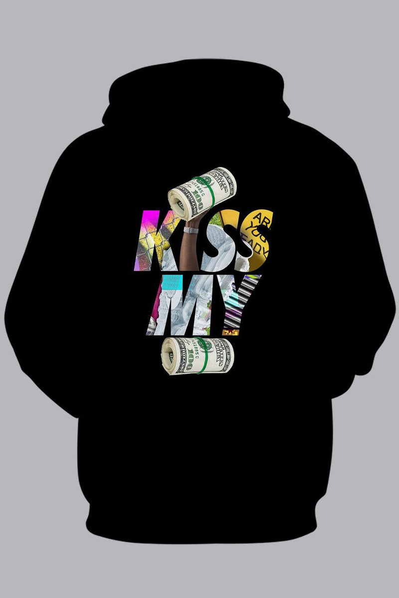 3D Kiss My Money Printed Hooded Sweatshirt
