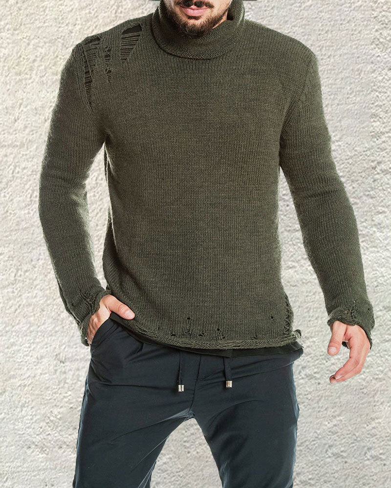 Fashion Ripped Turtleneck Sweater