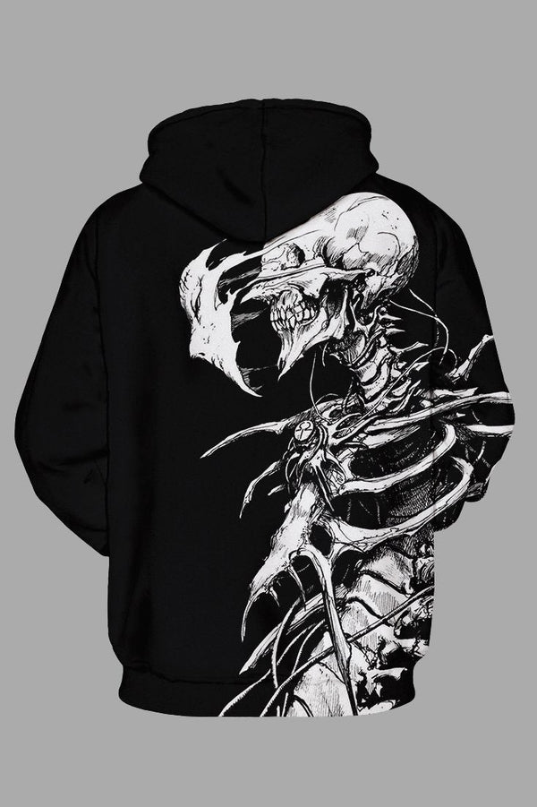 Street 3D Skeleton Printed Hooded Sweatshirt